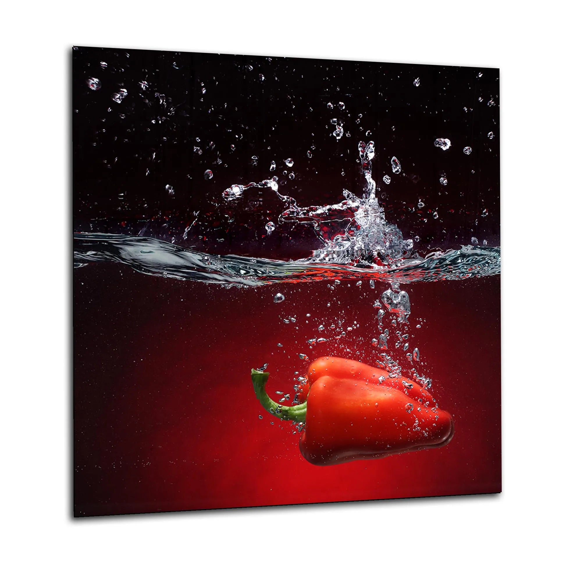 Red Pepper Splash Glass Splashback