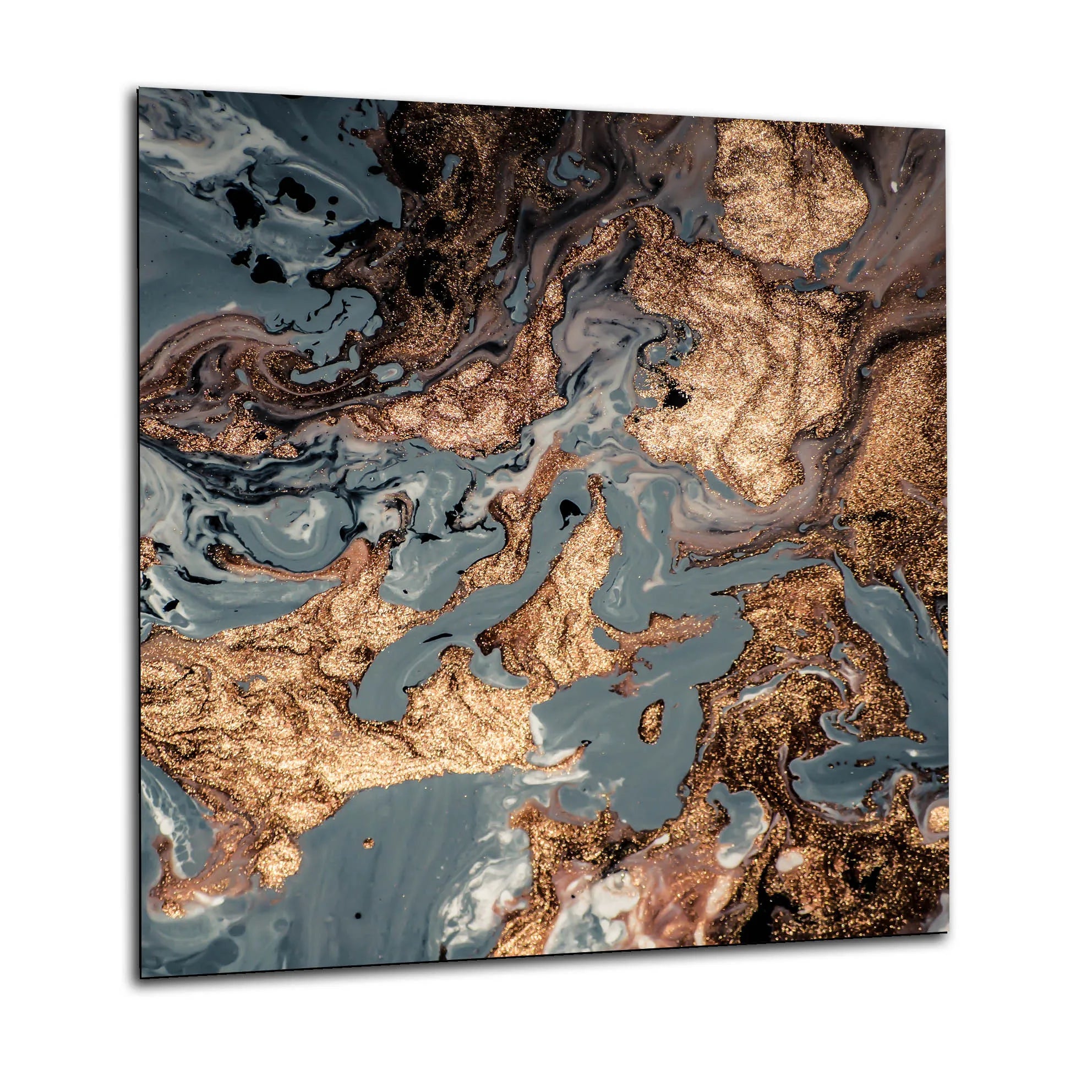 Gold & Blue Deluxe Marble Effect Glass Splashback