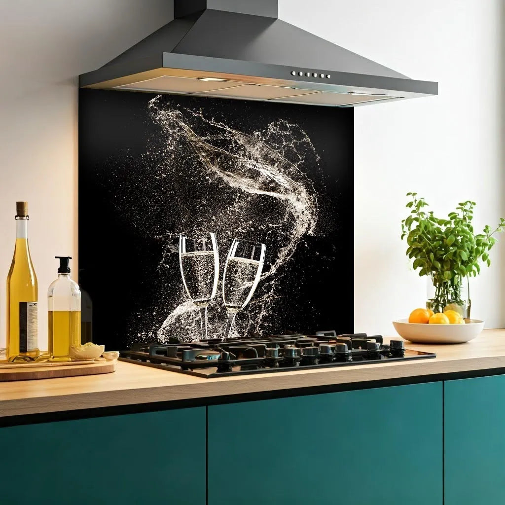 Champagne Swirls Glass Splashback