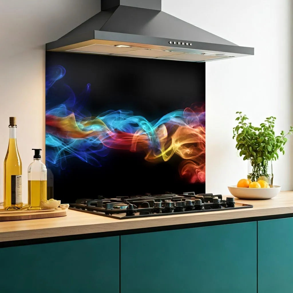 Coloured Smoke Black Glass Splashback