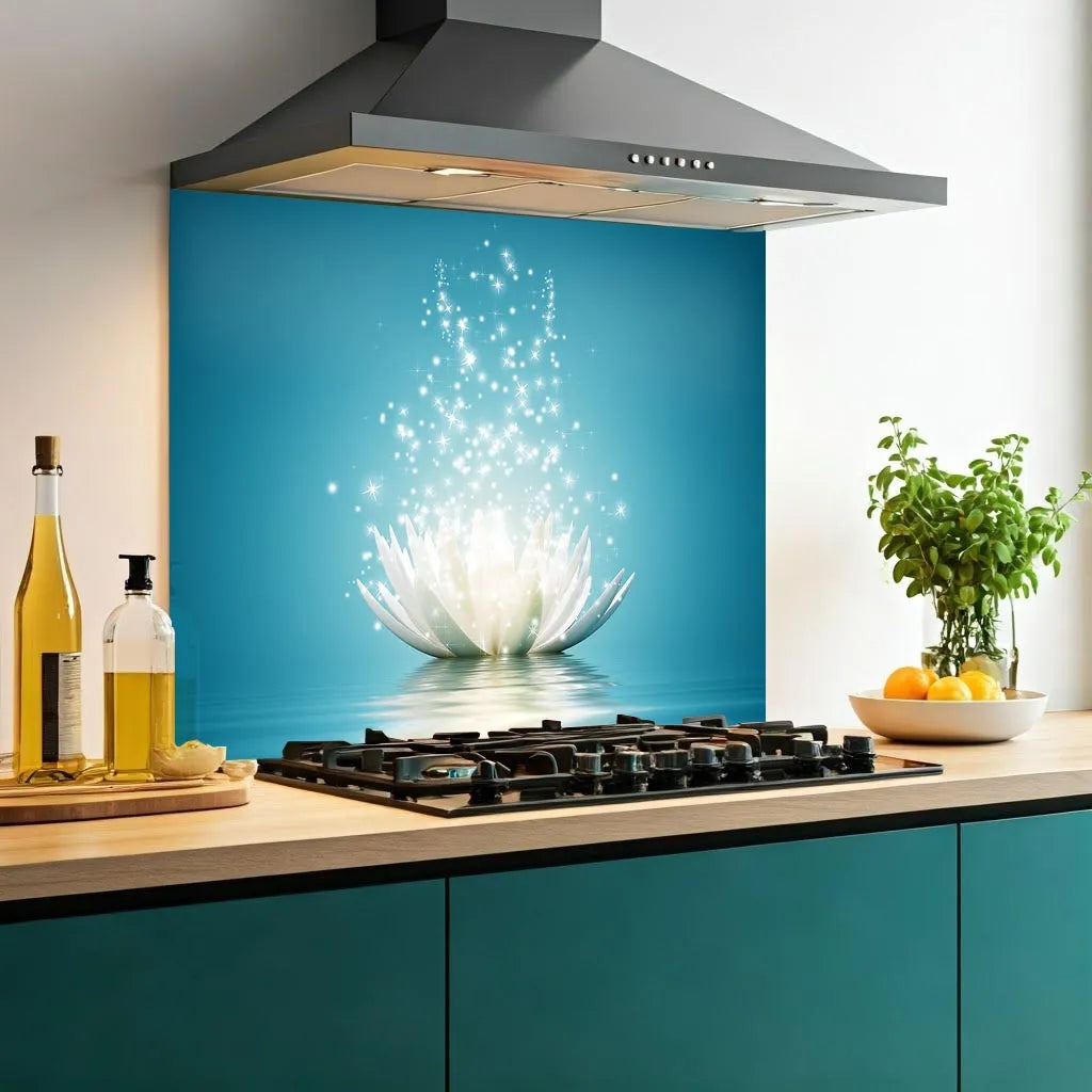 Blue Lotus Glass Splashback