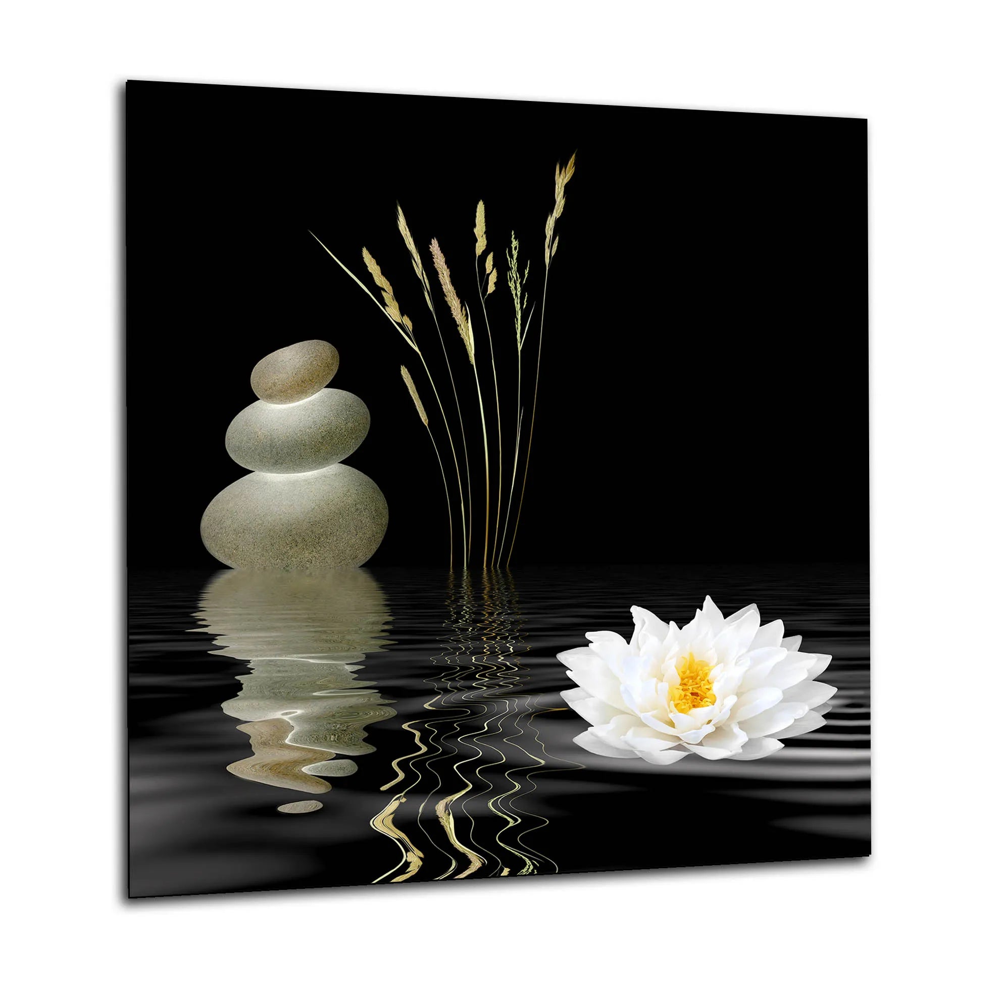 Zen Stone & Lily Glass Splashback