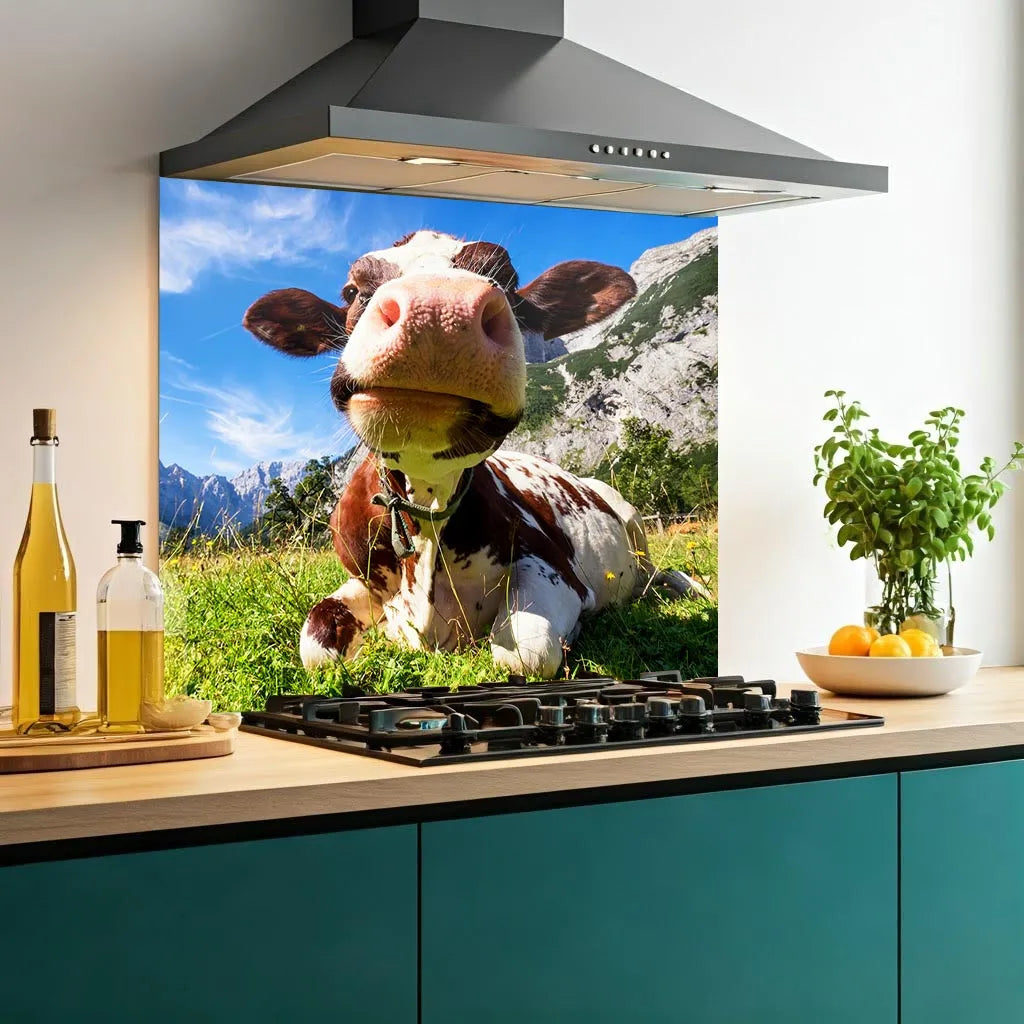 Cow Face Glass Splashback