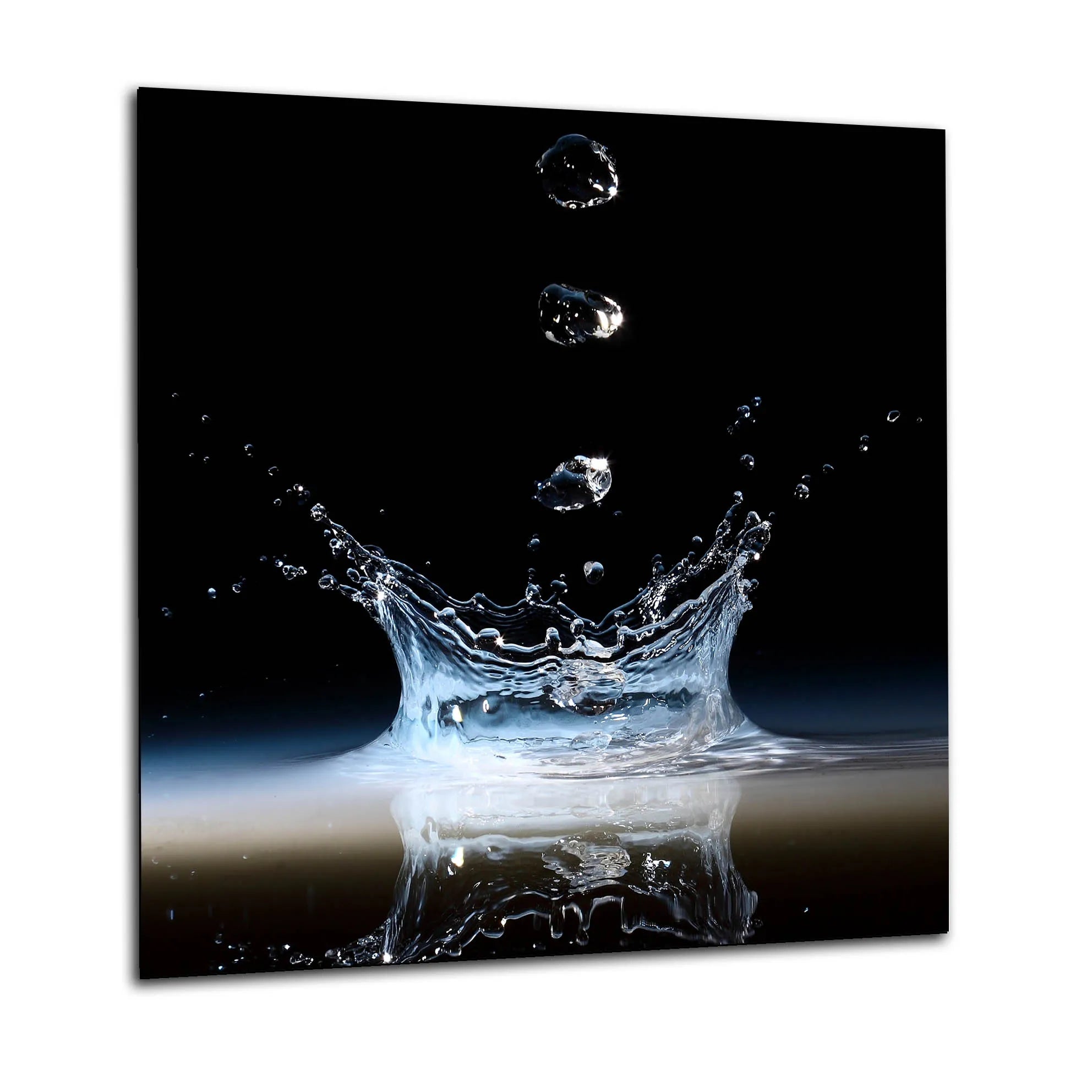 Black Water Splash Glass Splashback
