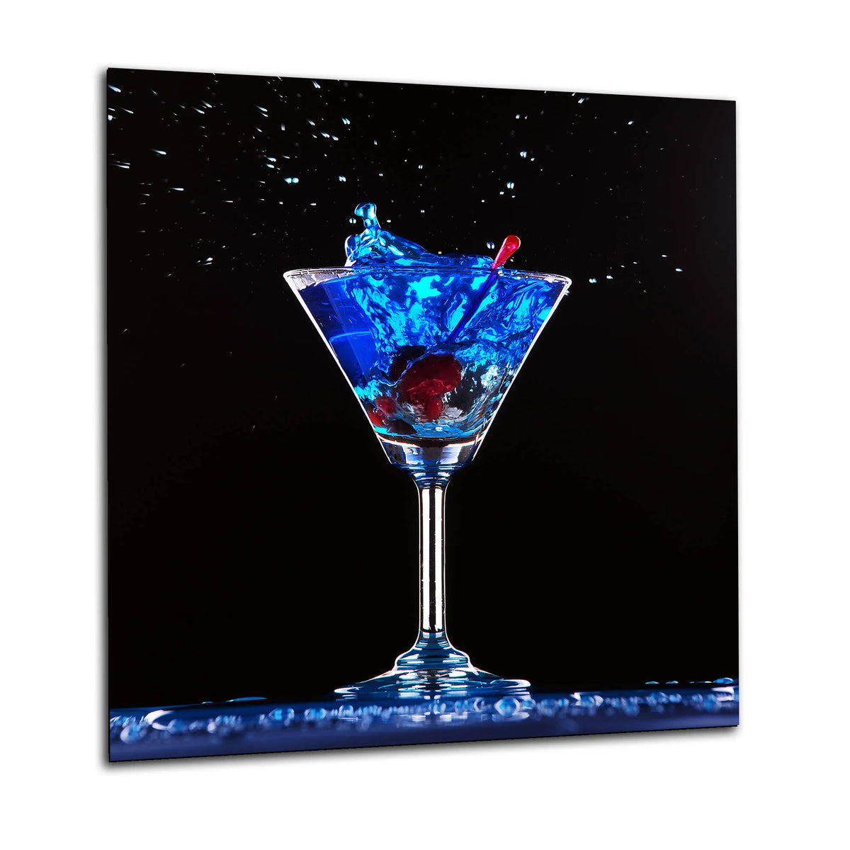 Cocktail Dropbacks Blue Cocktail Glass Splashback | Printed Image Glass Splashbacks