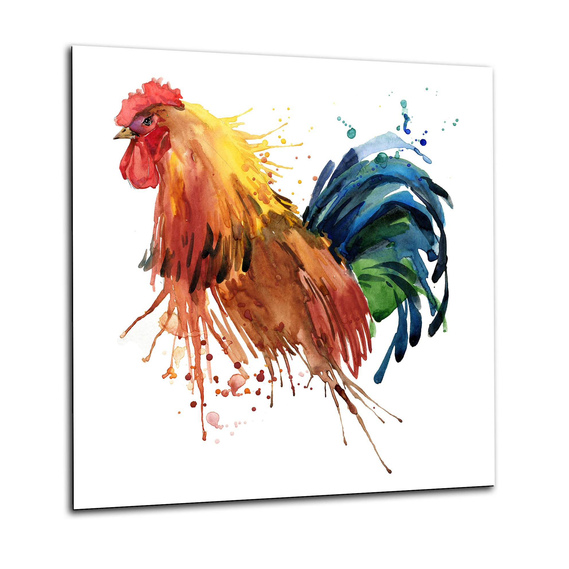Colourful Cockerel Glass Splashback