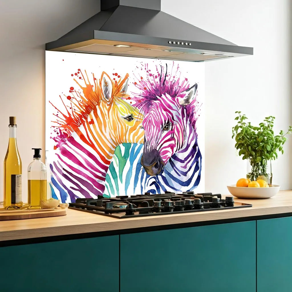 Colourful Zebra Glass Splashback