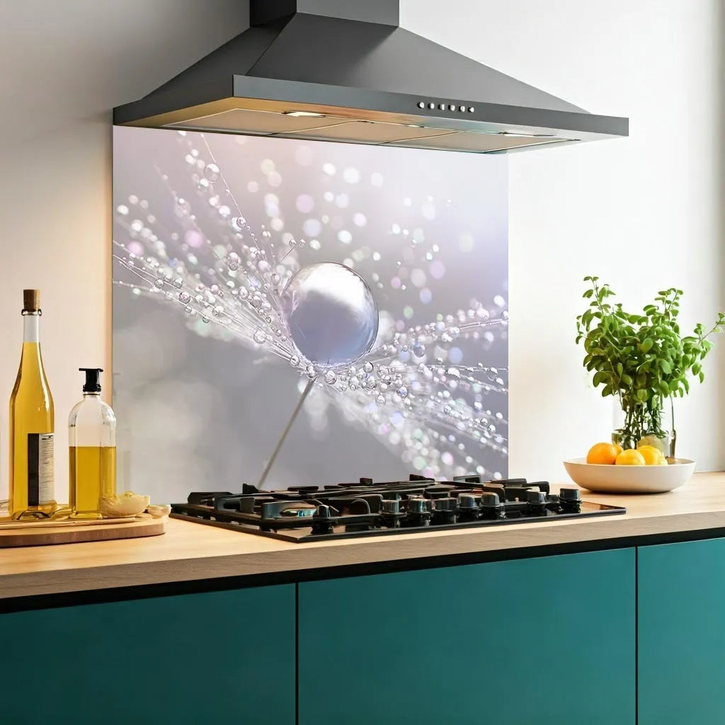 Dandelion Droplets Glass Splashback