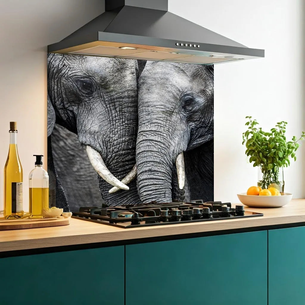 Elephants Glass Splashback