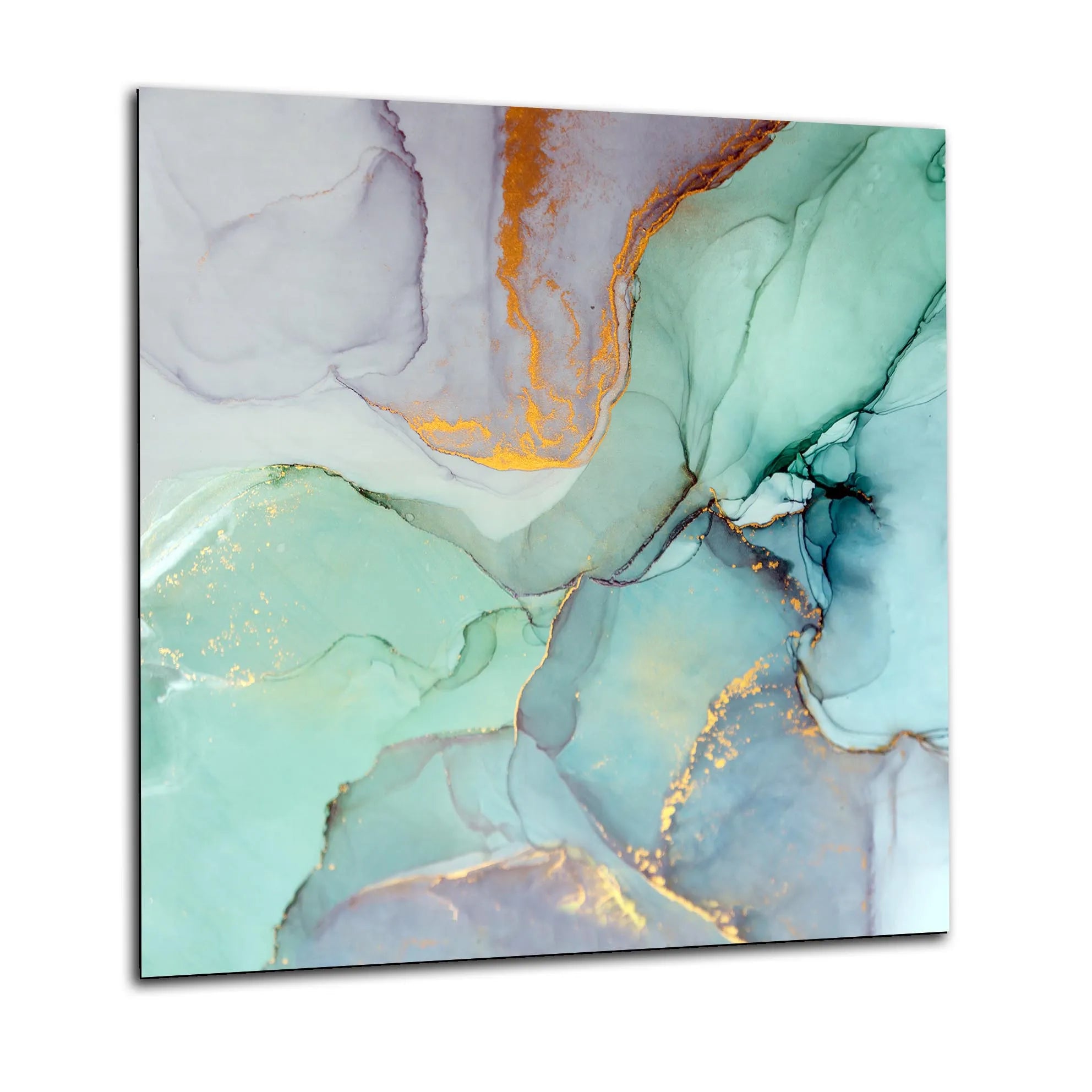 Gold & Aqua Marble Effect Glass Splashback