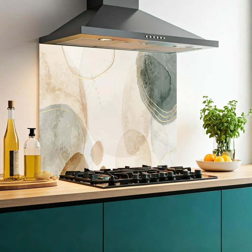 Gold Watercolour Glass Splashback