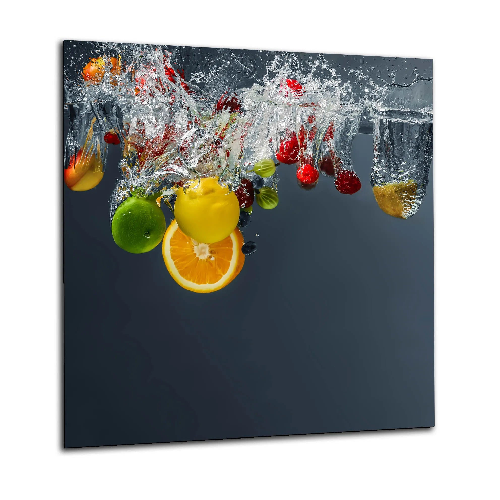 Grey Fruit Glass Splashback