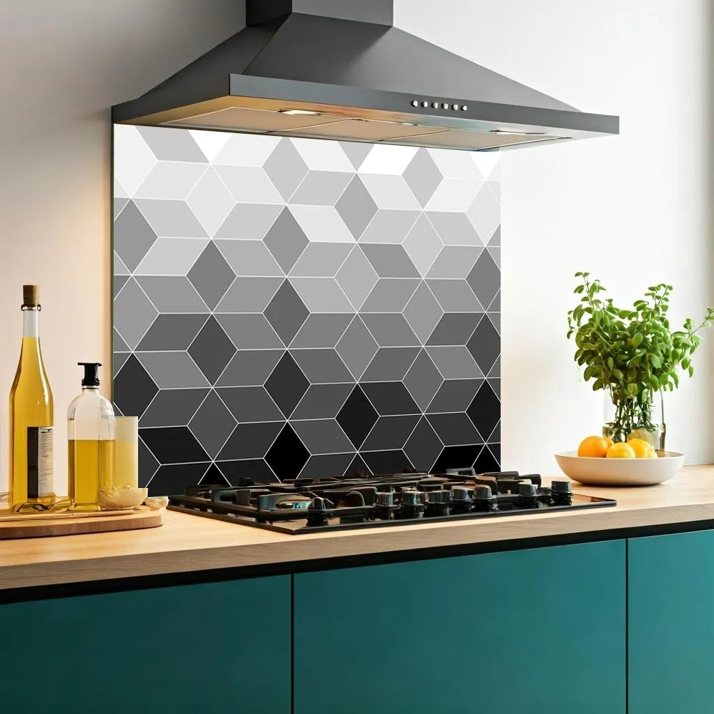Grey Geometric Glass Splashback