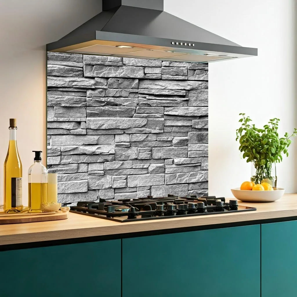 Grey Stones Glass Splashback