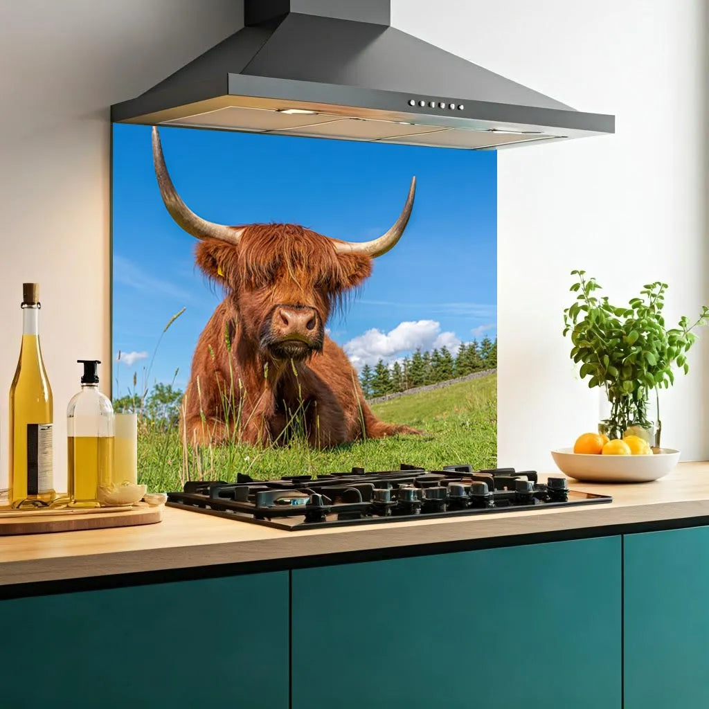 Highland Cow Glass Splashback