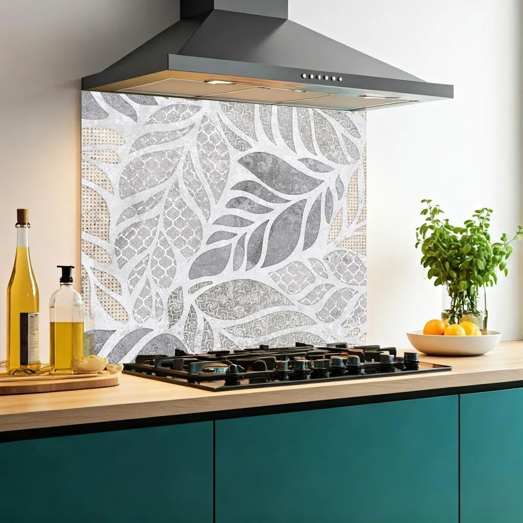Leaf Pattern Splashback Leaves Mosaic Glass Splashback | Printed Image Glass Splashbacks