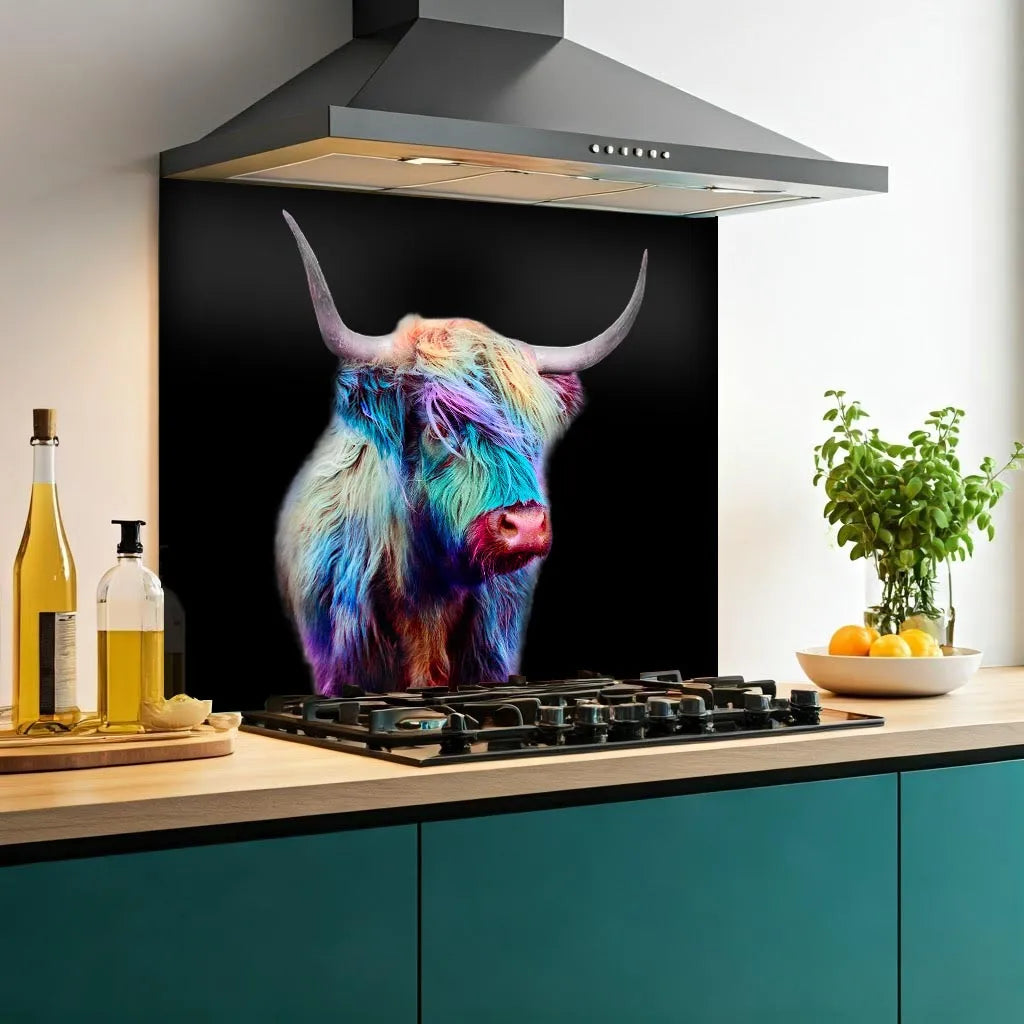 Multi-Coloured Cow Glass Splashback