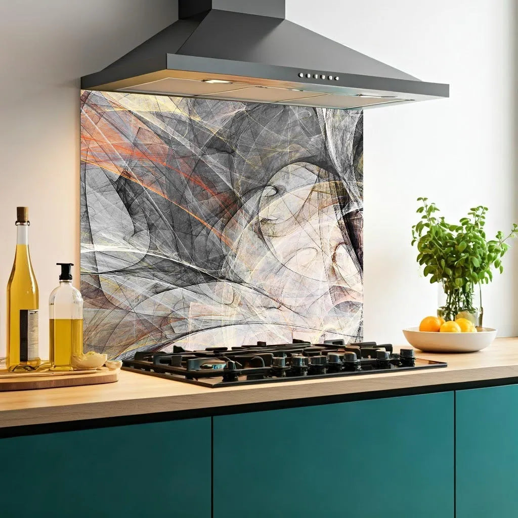 Grey Abstract Glass Splashback