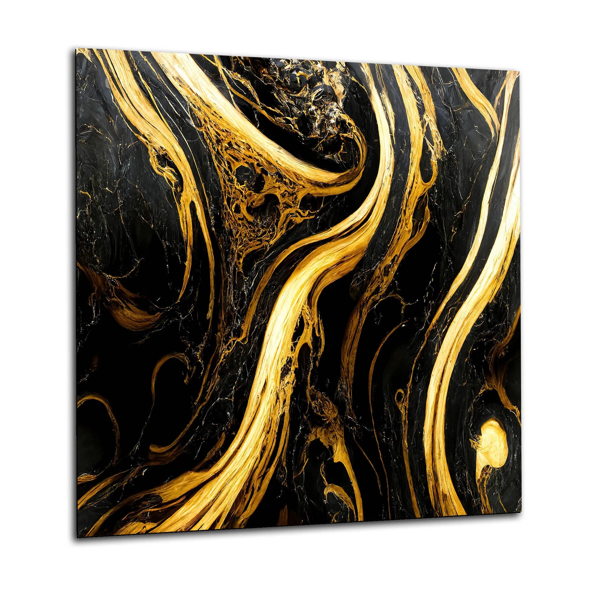 Gold Black Swirls Glass Splashback