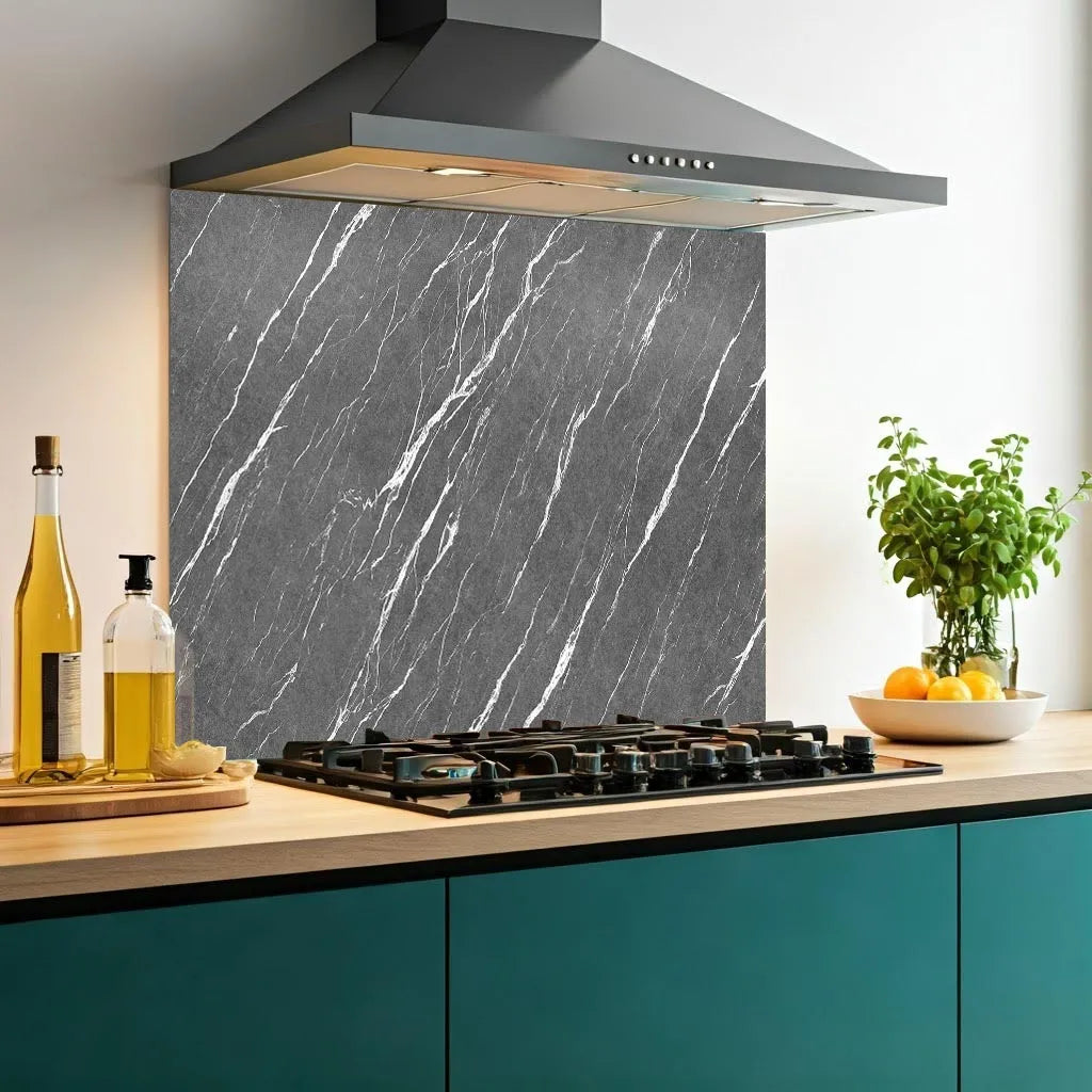Grey Marble Effect Glass Splashback