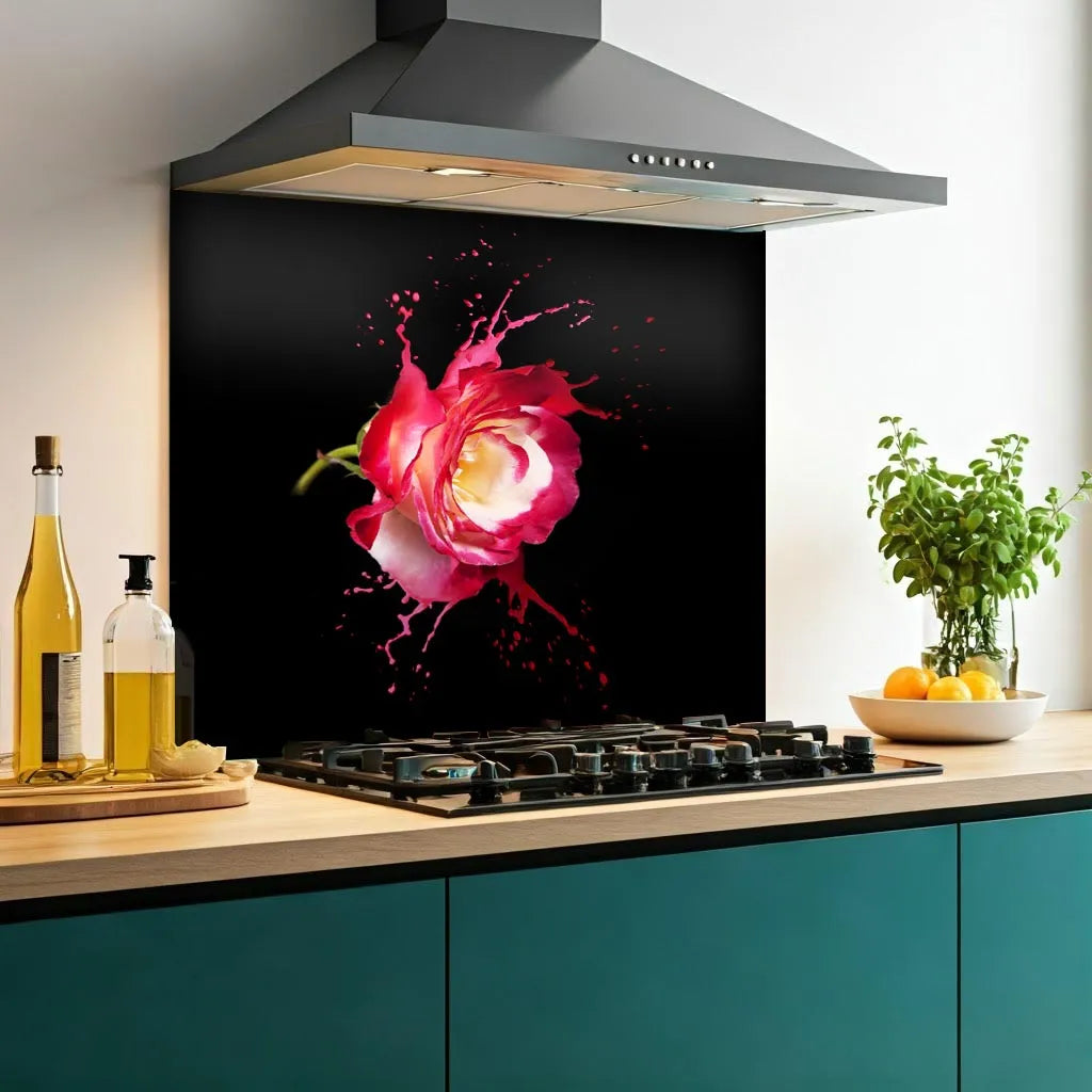 Pink Rose Glass Splashback