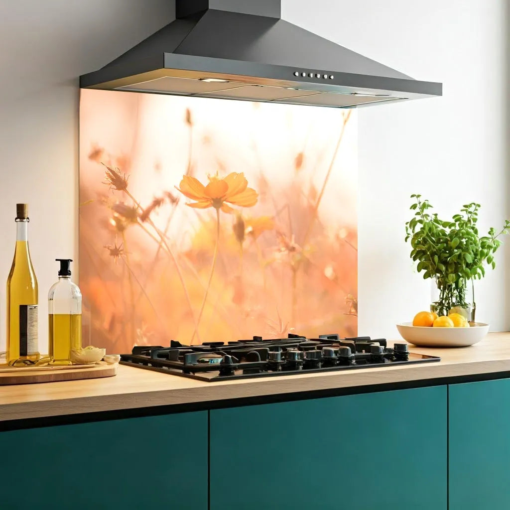 Sunset Flower Glass Splashback