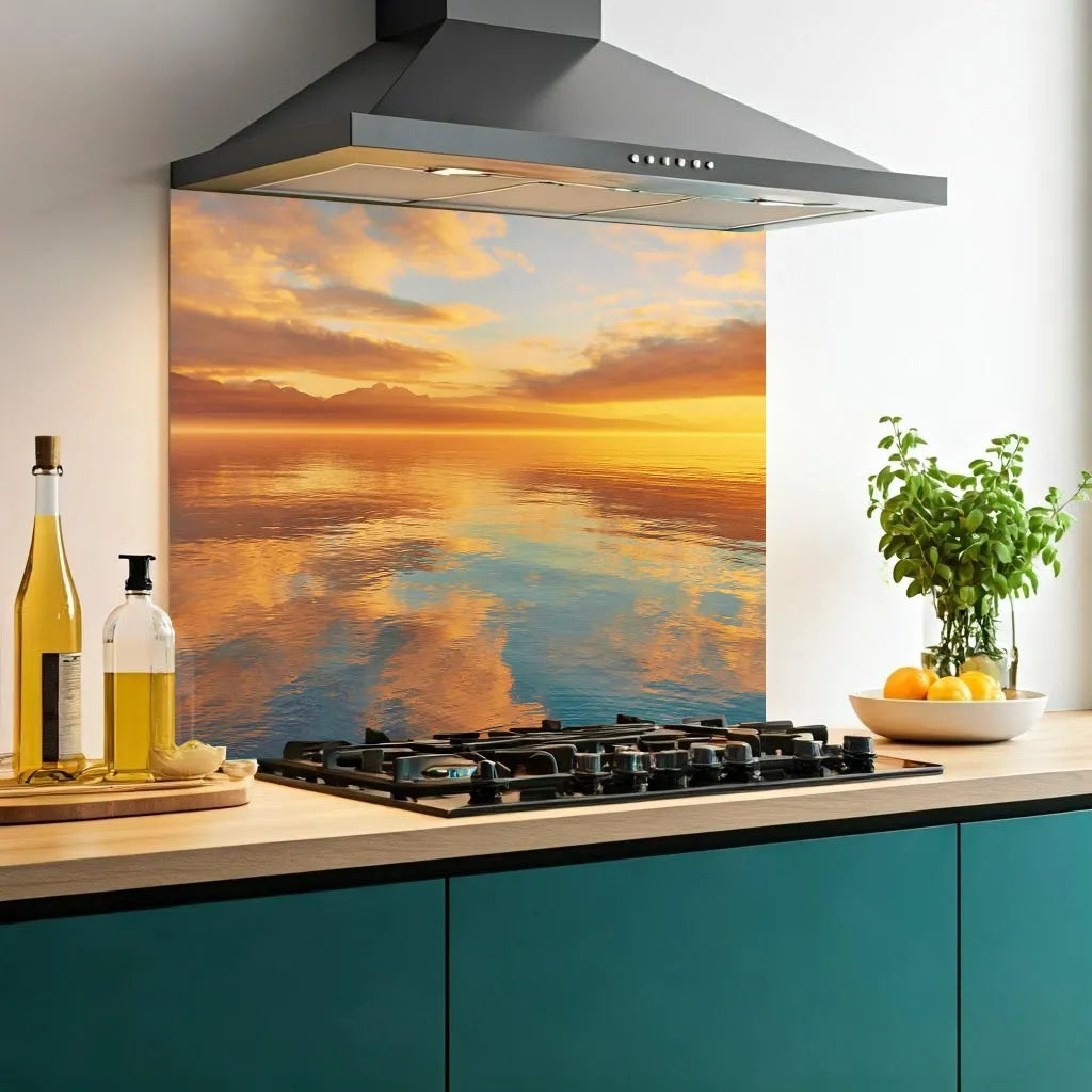 Sunset Lake Glass Splashback