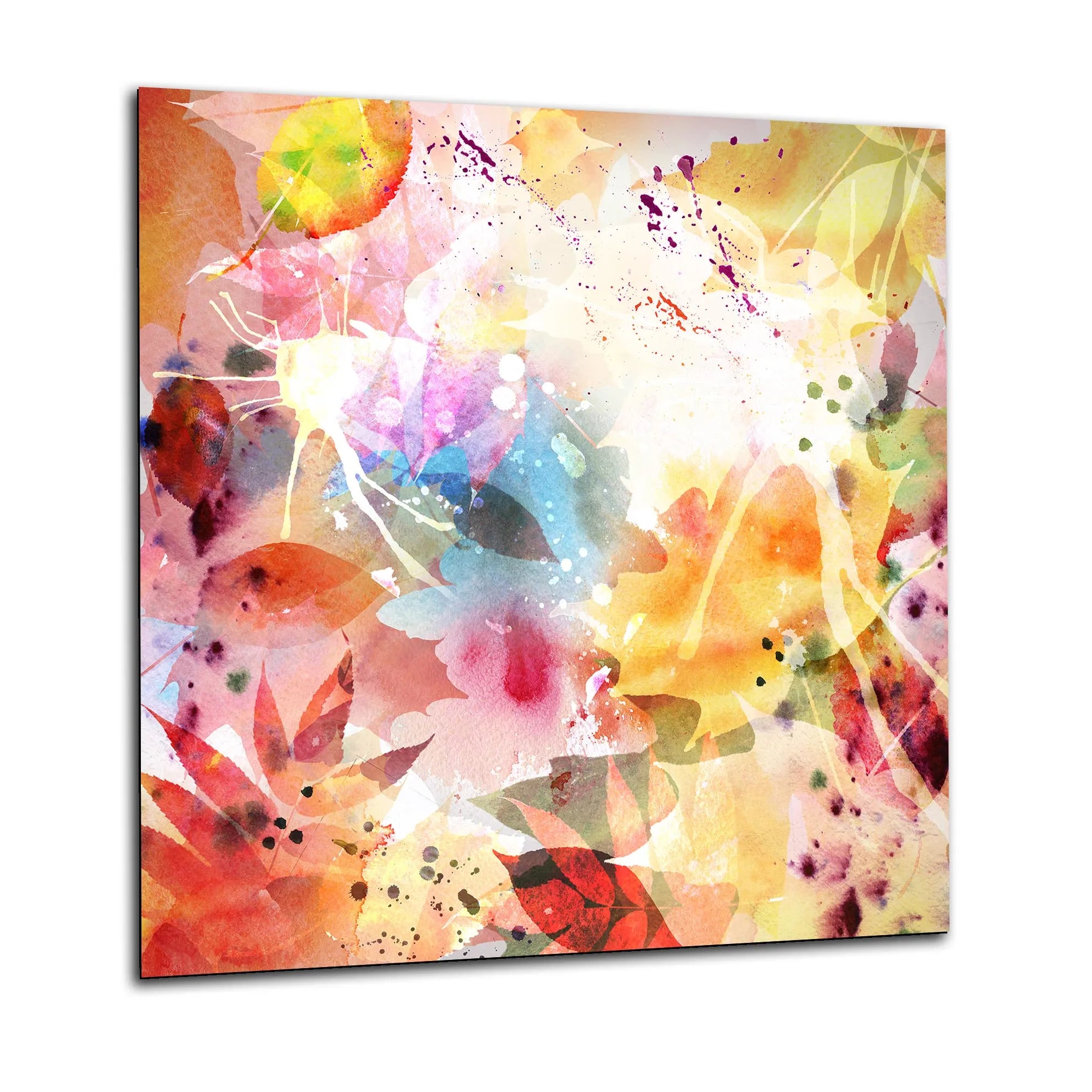 Watercolour Leaves Glass Splashback