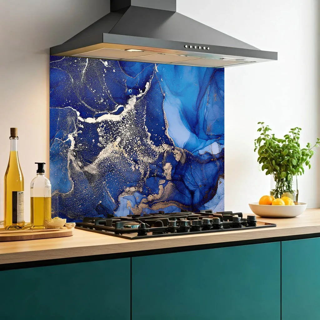 Mystic Blue Glass Splashback
