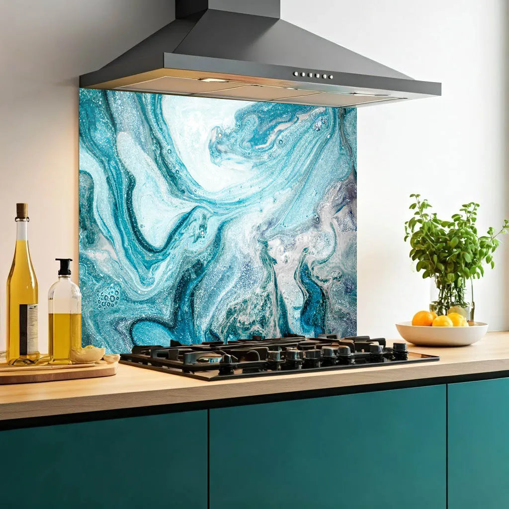 Ocean Blue Glass Splashback