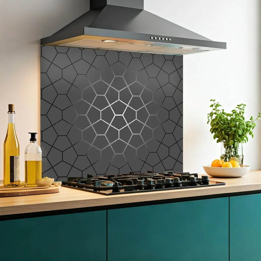 Silver Geometric Glass Splashback