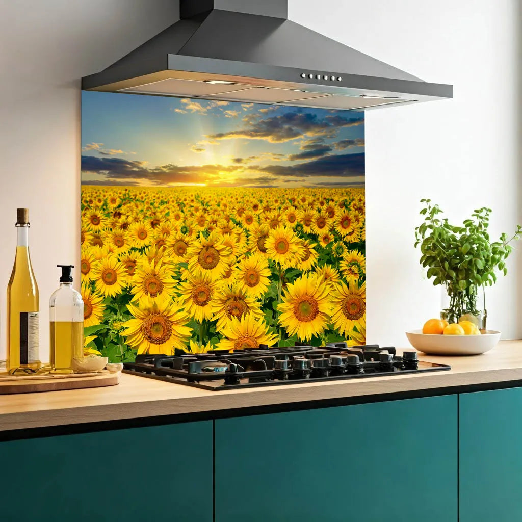 Sunflower Sunset Glass Splashback