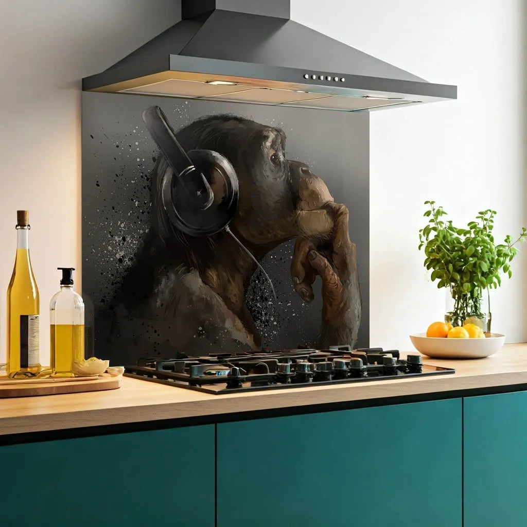Thoughtful Monkey Glass Splashback