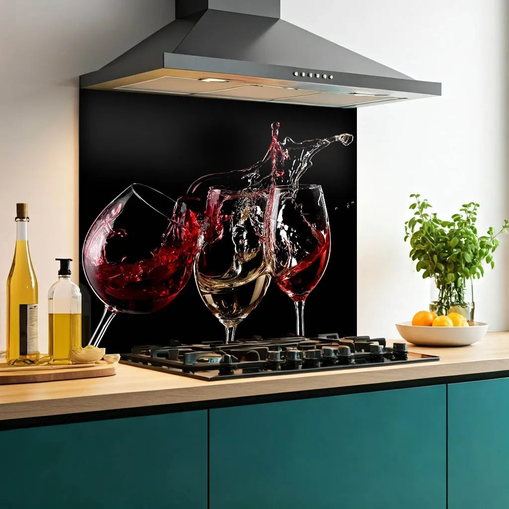 Three Wine Splash Glass Splashback