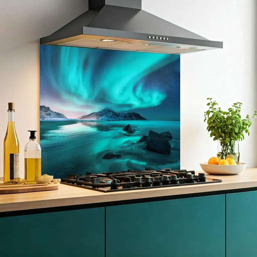 Aurora Blue Glass Splashback
