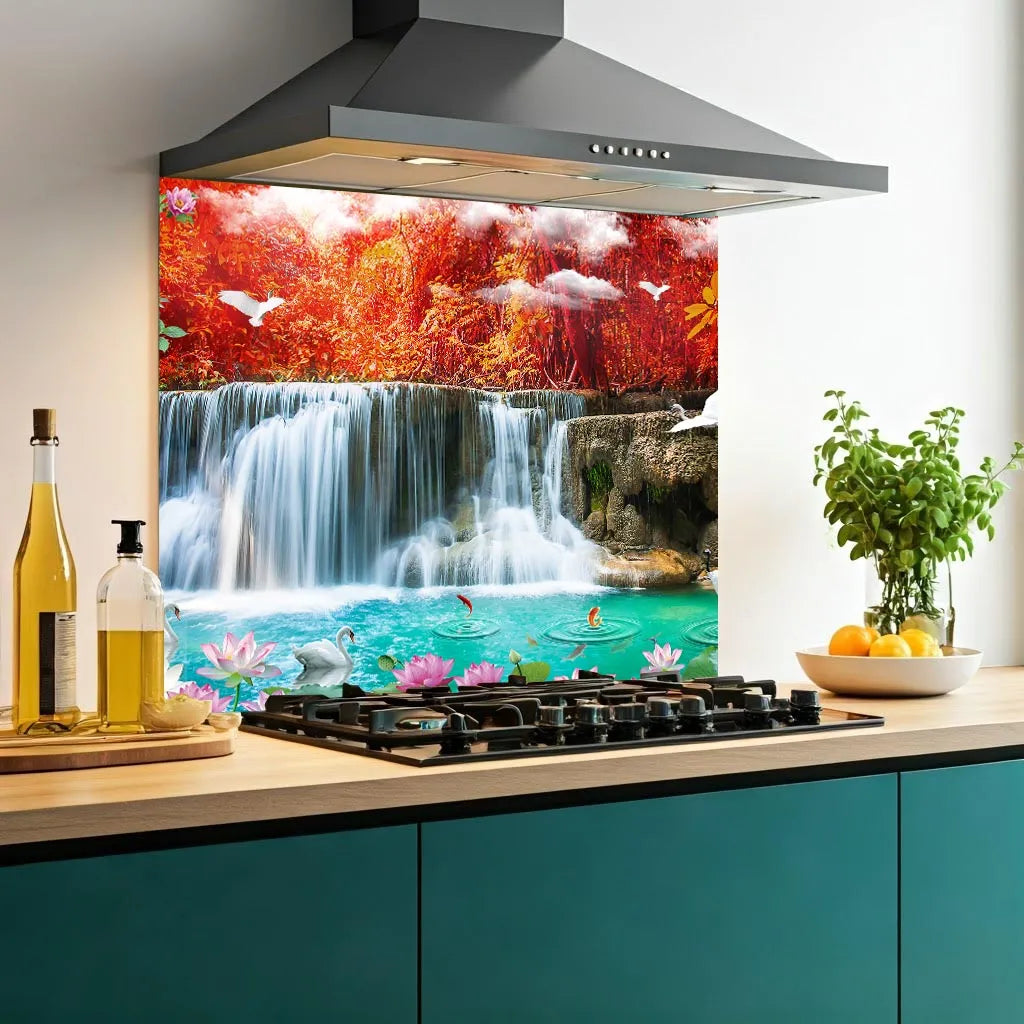 Beautiful Waterfall Glass Splashback