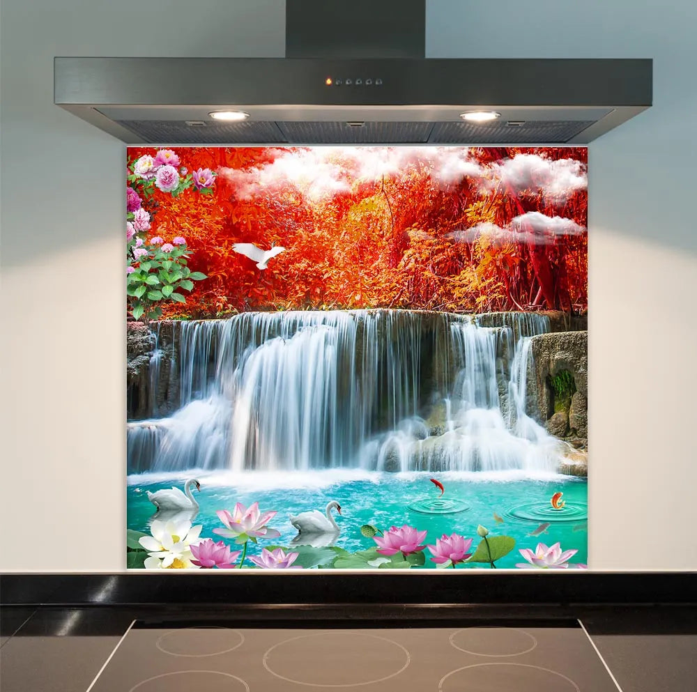 Beautiful Waterfall Glass Splashback