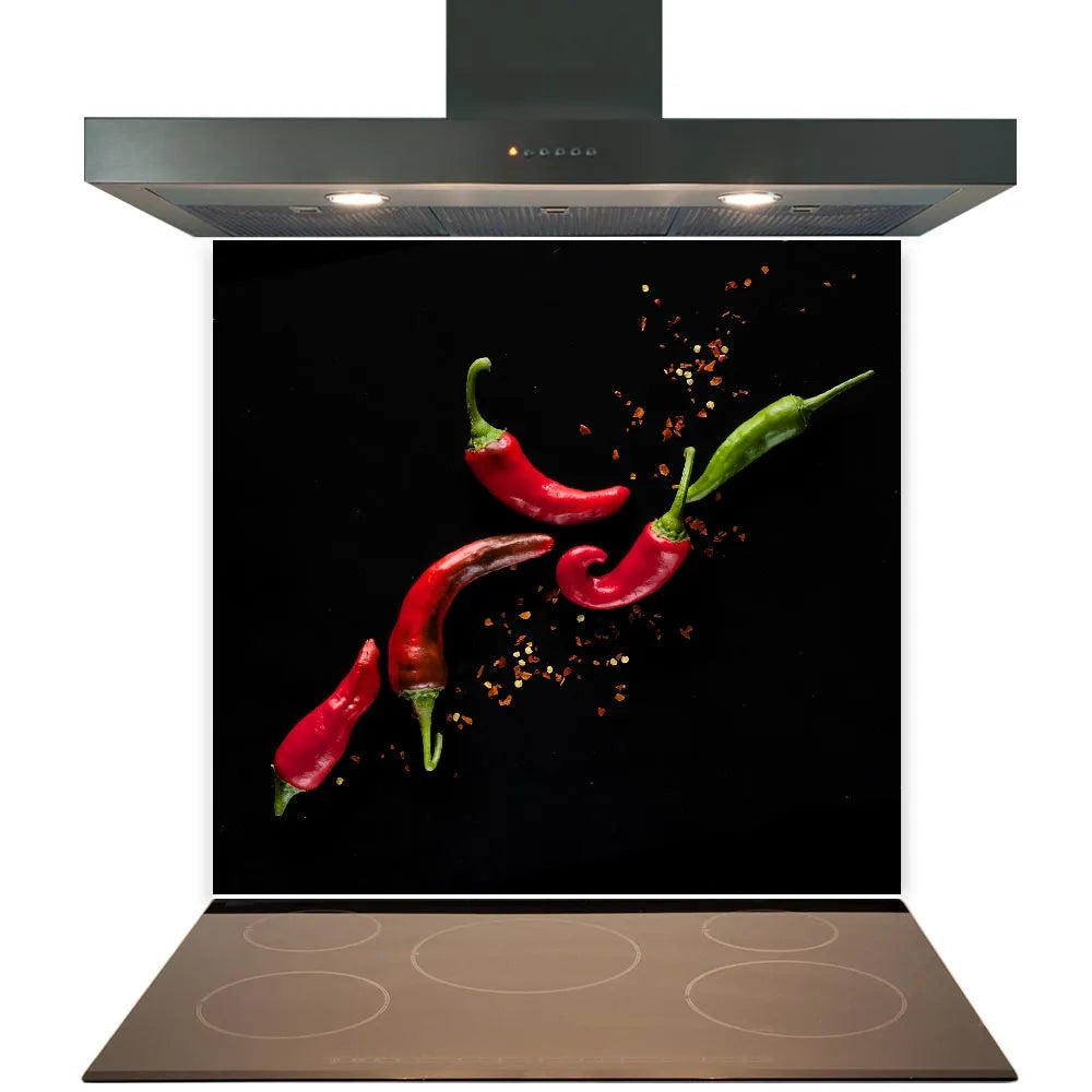 Red Chillies Glass Splashback