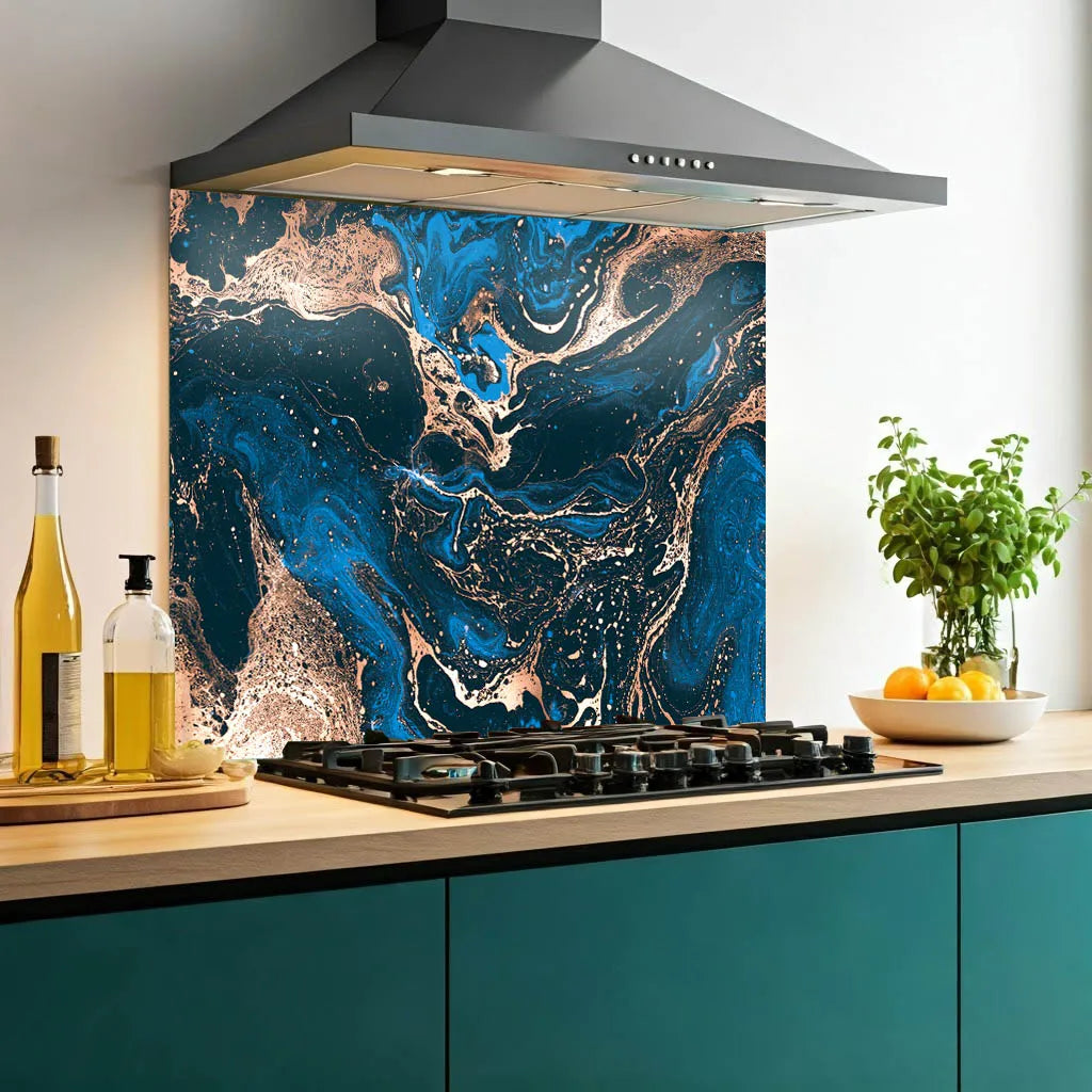 Blue Swirl Glass Splashback
