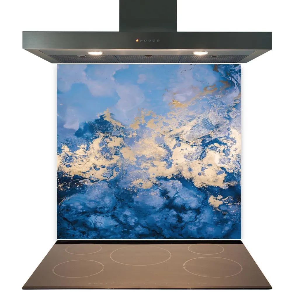 Blue Gold Glass Splashback
