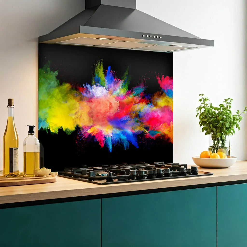 Powder on Black Glass Splashback