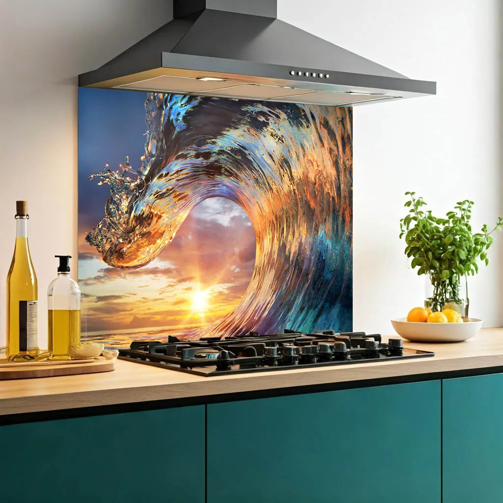 Sunset Wave Glass Splashback