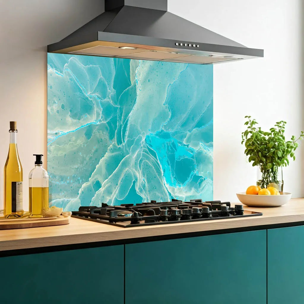 Turquoise Quartz Glass Splashback