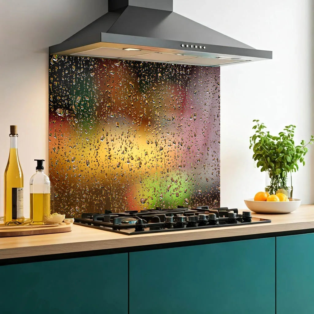 Abstract Rain Glass Splashback