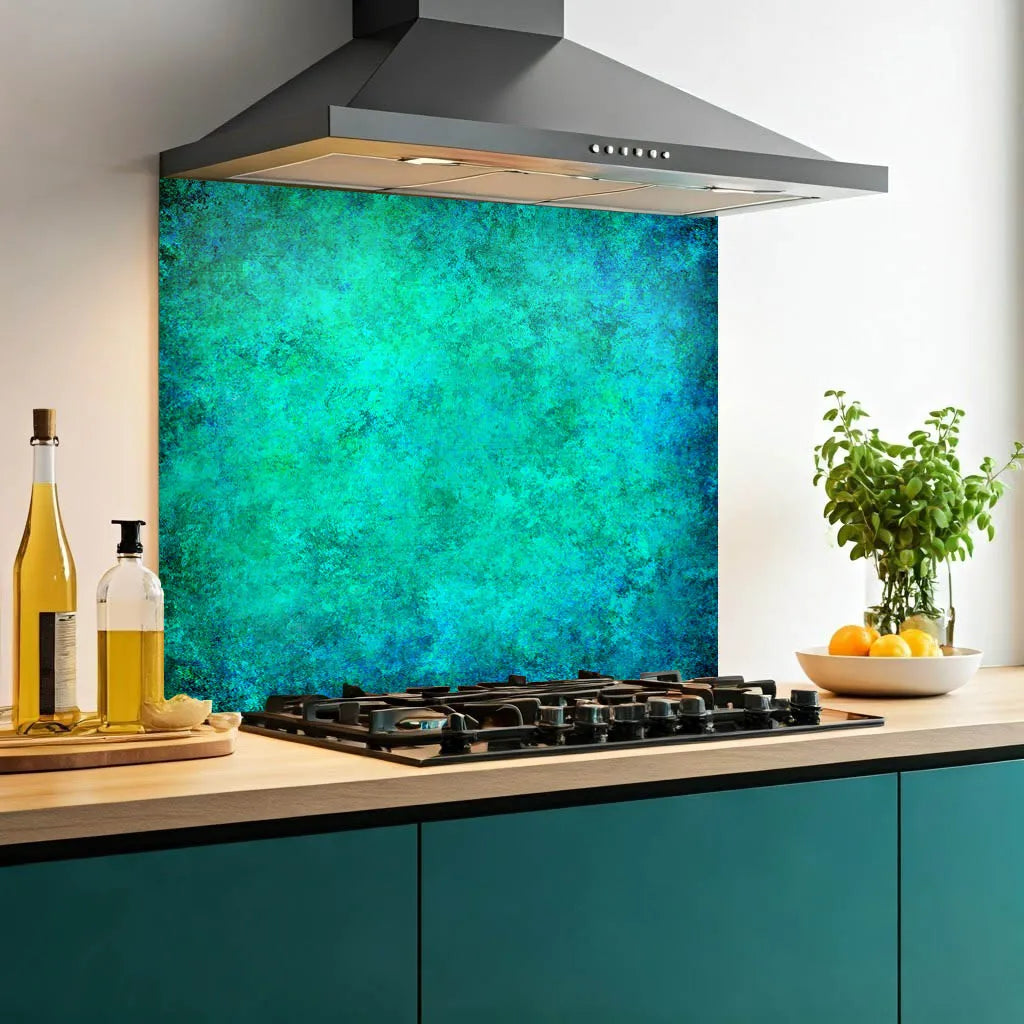 Blue Mottle Glass Splashback