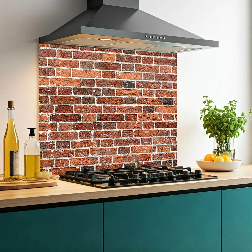 Brown Brick Effect Glass Splashback