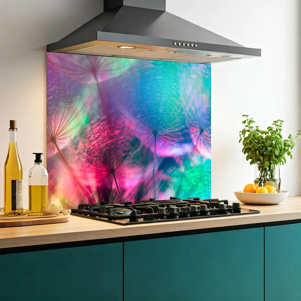 Coloured Dandelions Kitchen Splashback