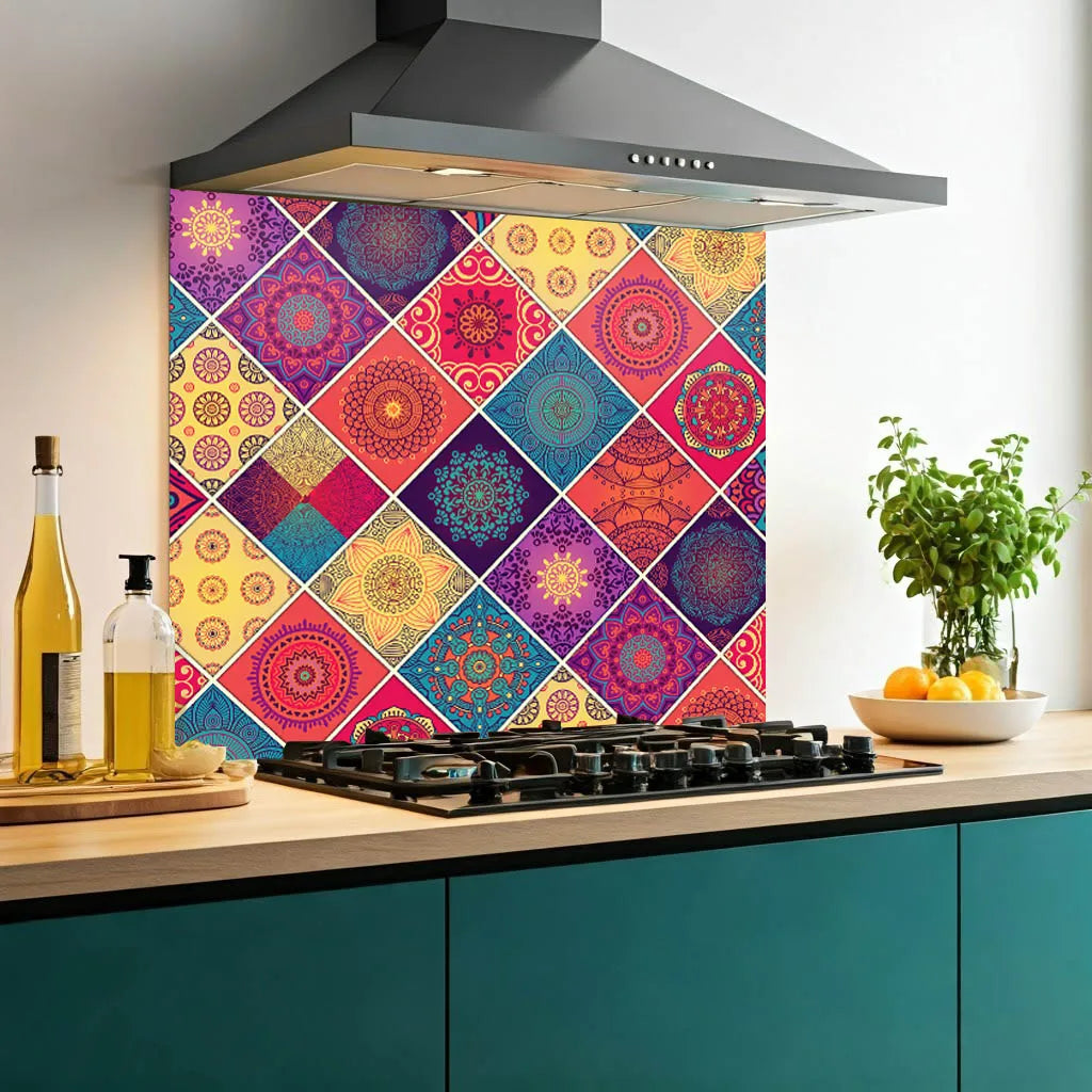 Coloured Mosaic Glass Splashback