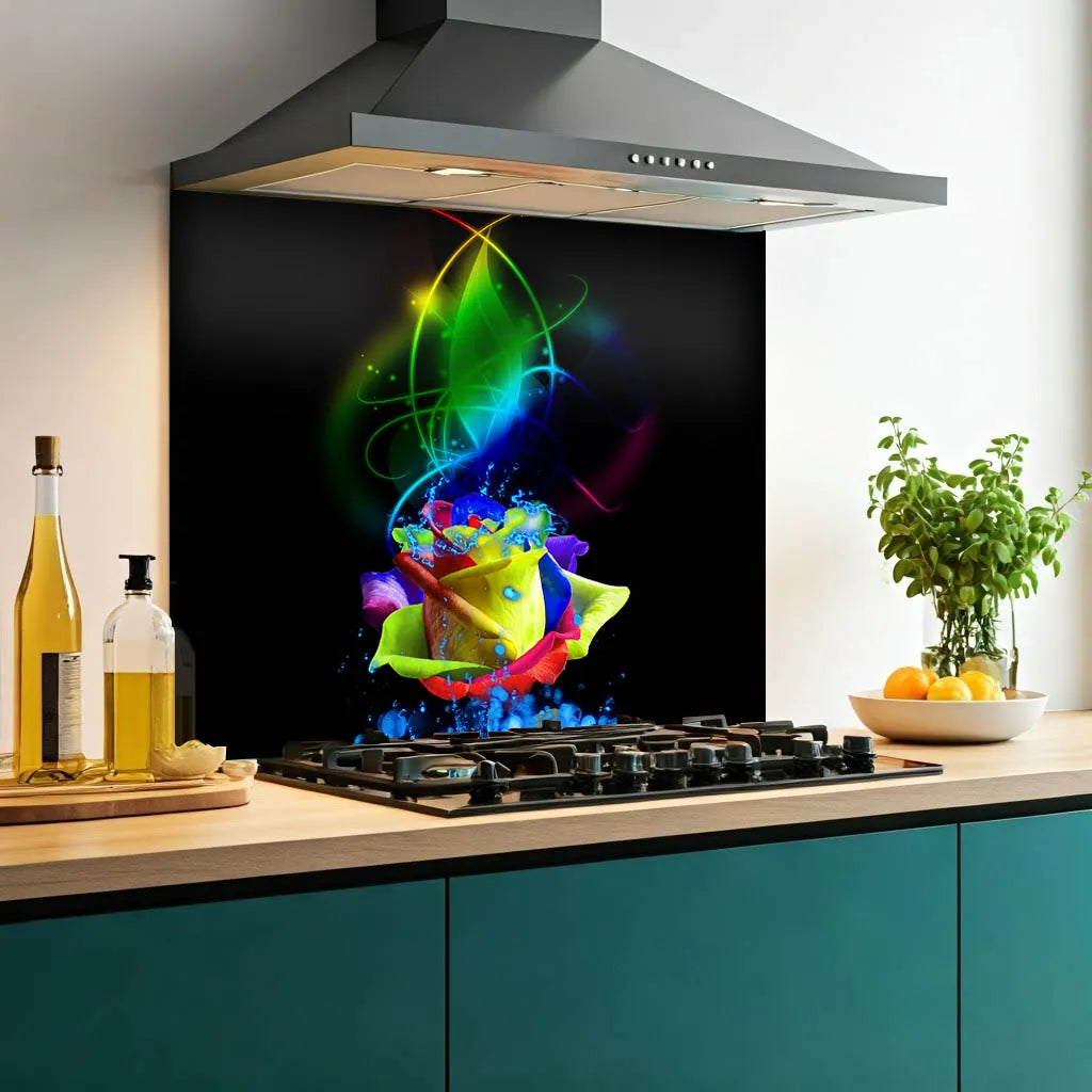 Colourful Rose Kitchen Splashback