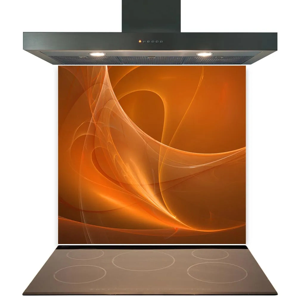 Orange Waves Glass Splashback
